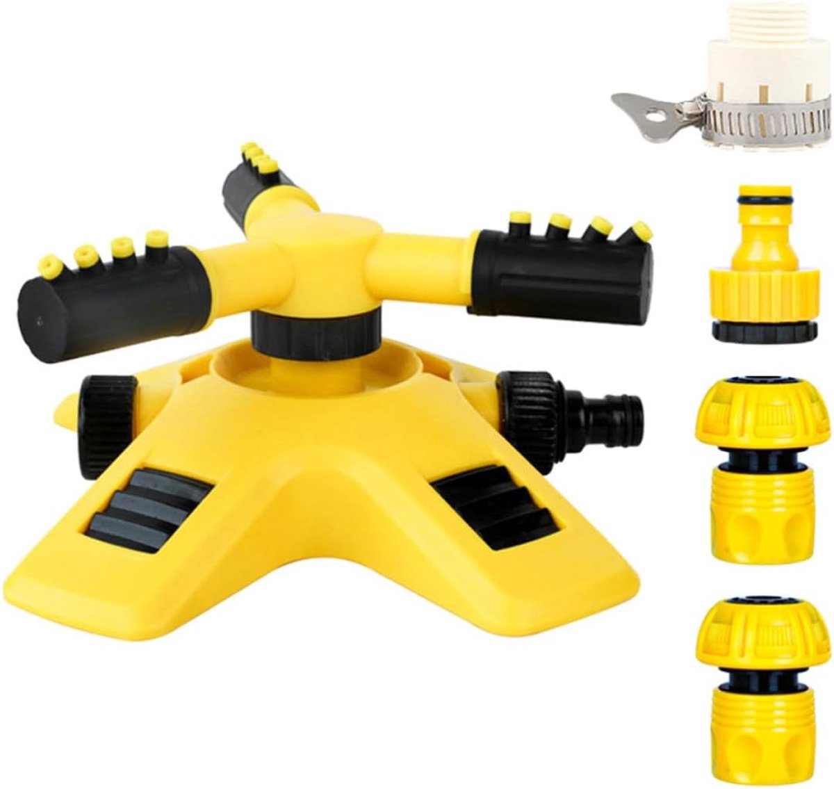 360 graden draaiende tuinsproeier met verstelbare sproeikop en 3/4-inch ABS-aansluiting voor het automatisch besproeien van tuin en gazon