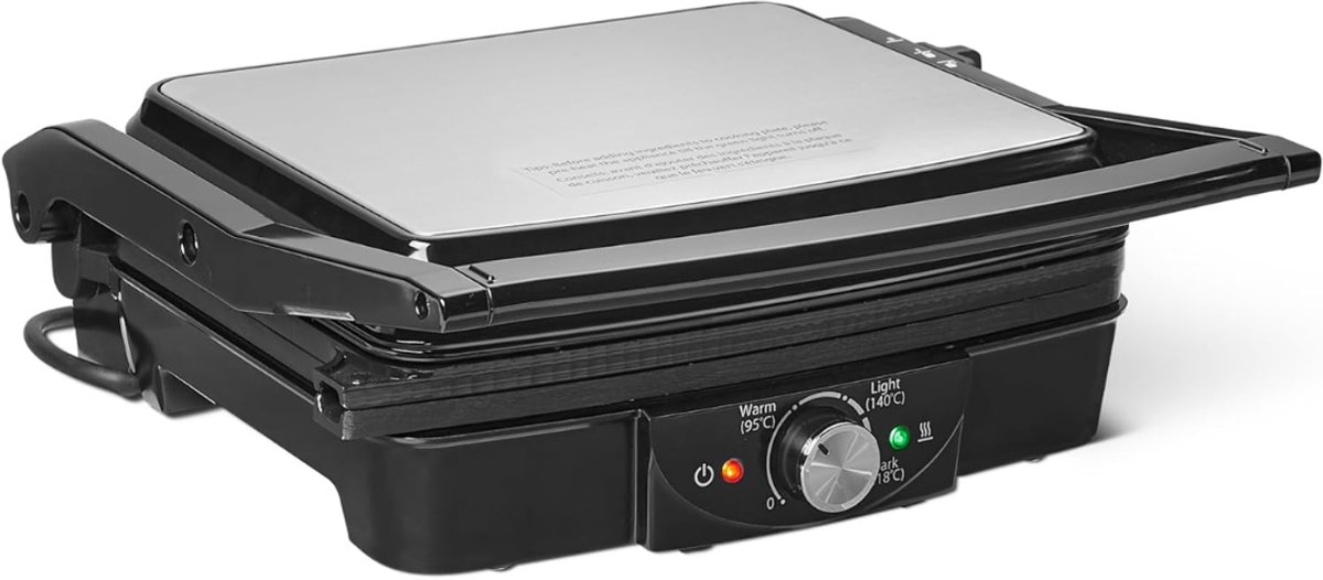JCP® Tosti Ijzer - Tosti Apparaat - Compact Grill Apparaat - Zilver - 34cm x 33cm x 12cm