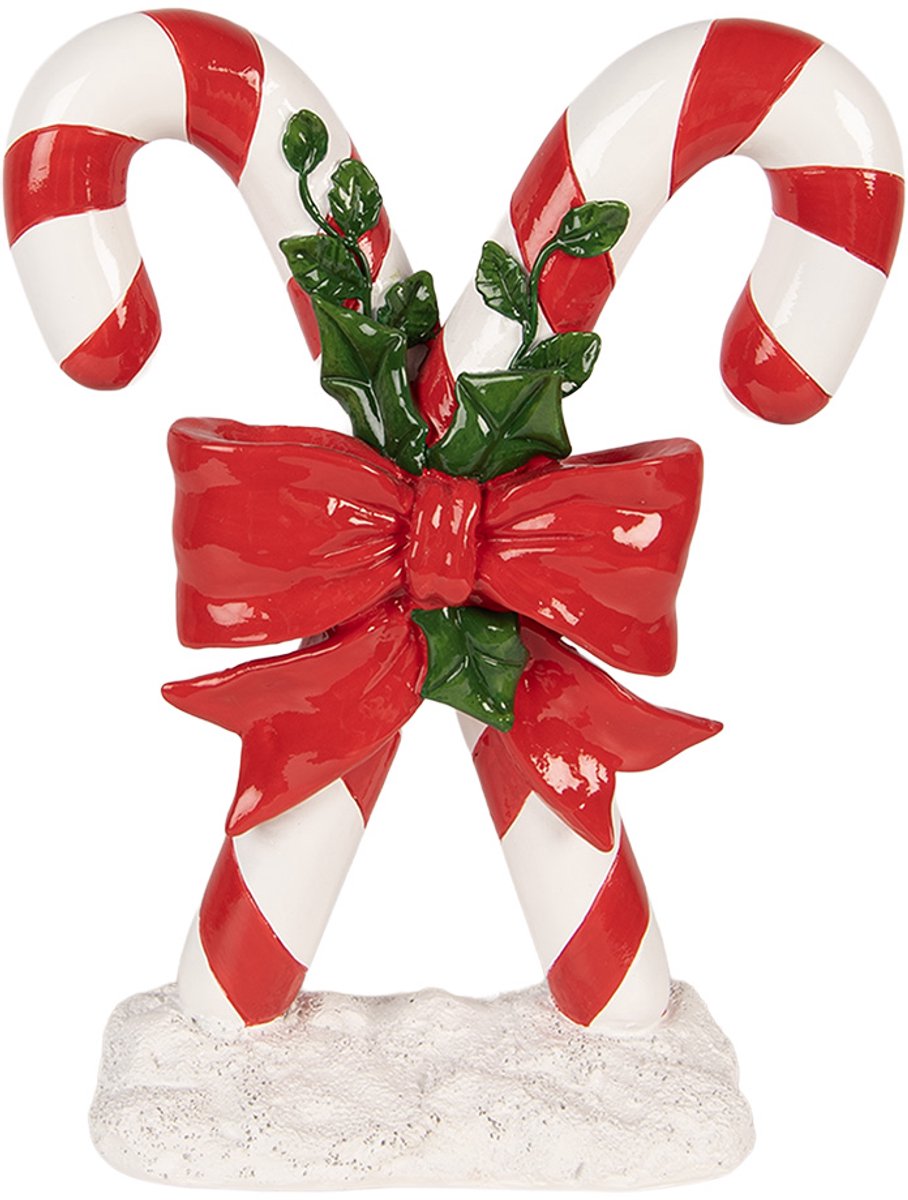 Clayre & Eef Kerstdecoratie Beeld Zuurstok 19x8x25 cm Rood Kunststof