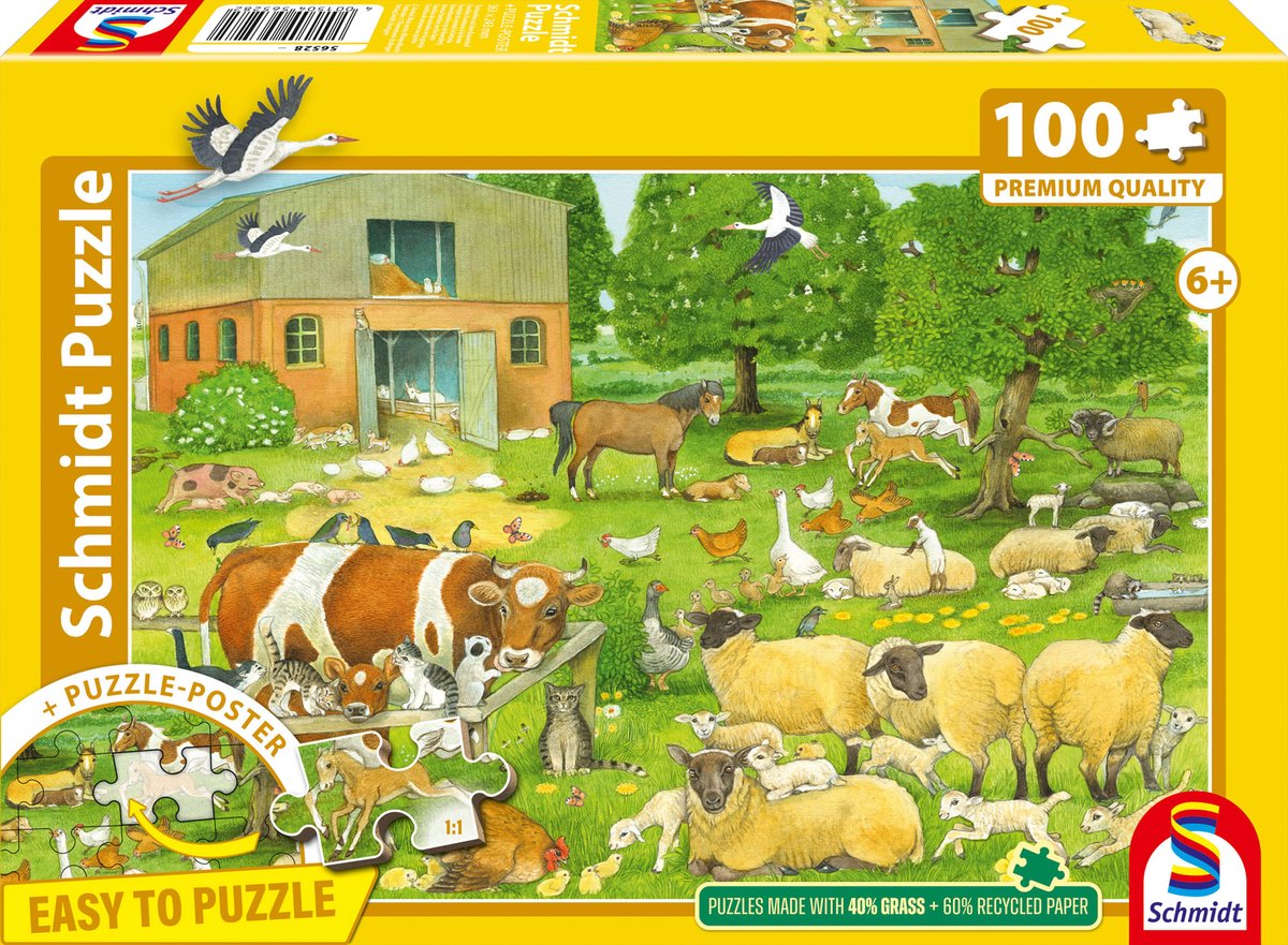 Schmidt - Legpuzzel - Boerderijdieren Baby’s - 100 stukjes - Kinderen - vanaf 6 jaar