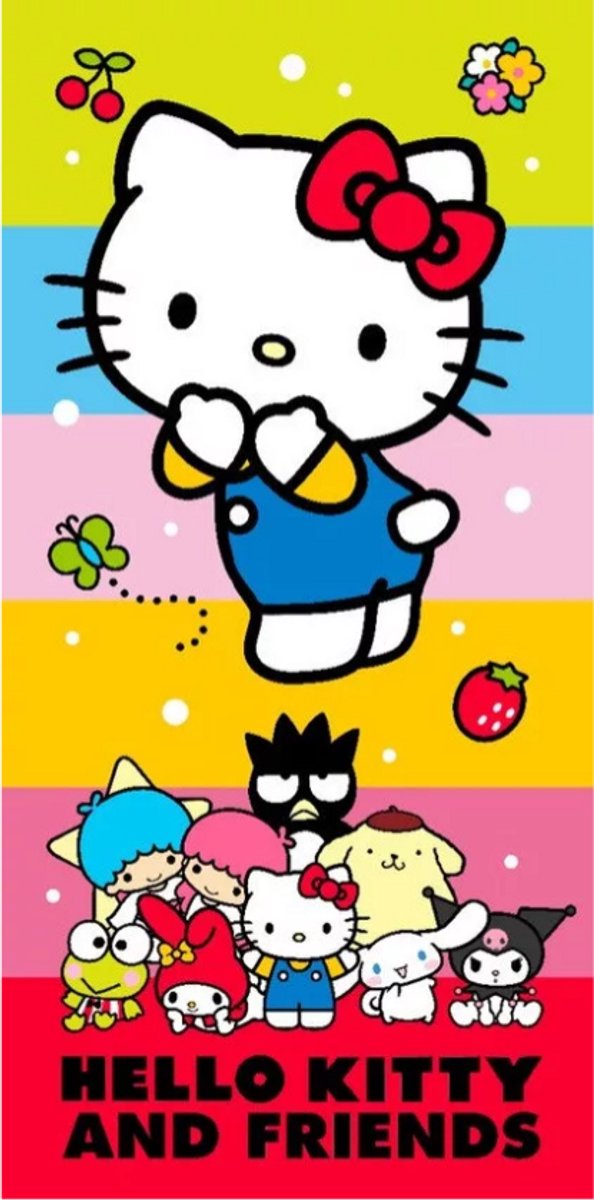 Hello Kitty handdoek - Hello Kitty Badlaken - Hallo Kitty Cute Friends strandhanddoek 70x140 cm (Snel Drogend)