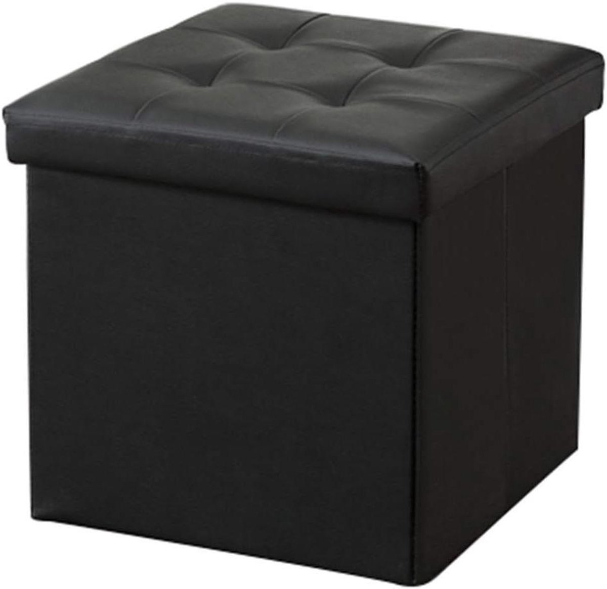 Opbergkruk - Voetenbank Poef - Woonkamer Organisatie - Opvouwbaar - 38x38x38 cm - Zwart
