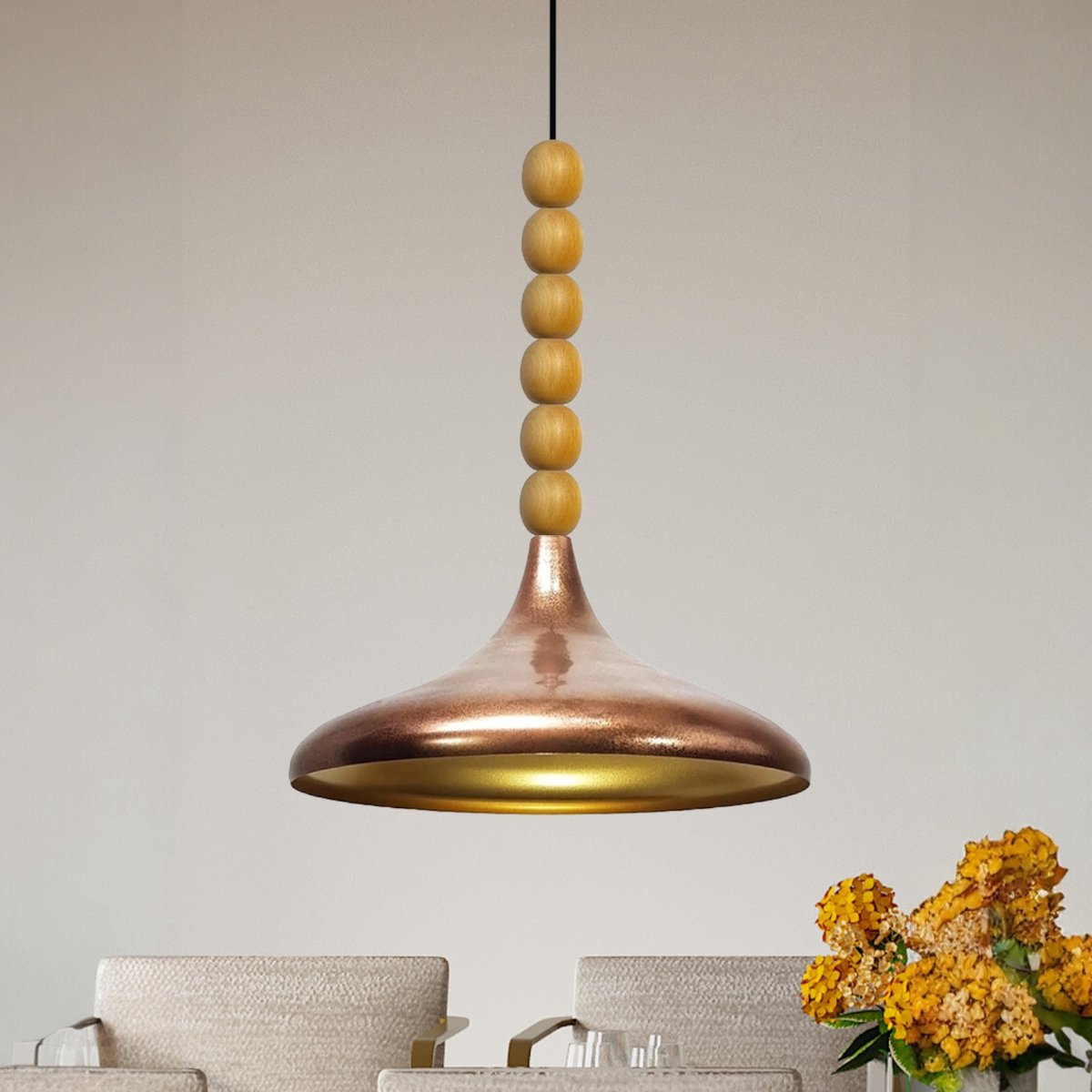 Bamyum Champion hanglamp, industriële Modern stijl, Ø35 cm, koper/brons metalen lamp