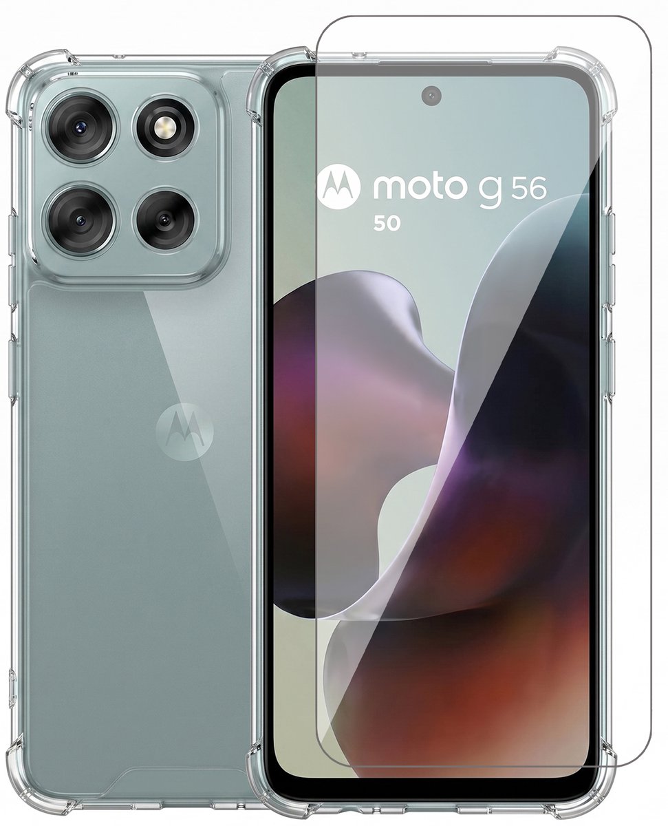 Hoesje geschikt voor Motorola Moto G56 – CrystalClear Back Cover – Schokbestendig – Met Screenprotector Glas