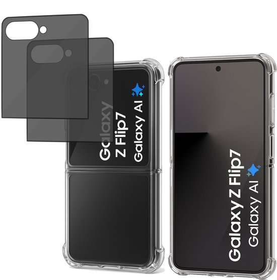 Coque transparente et protecteur d'écran de confidentialité pour le Galaxy Z Flip7.