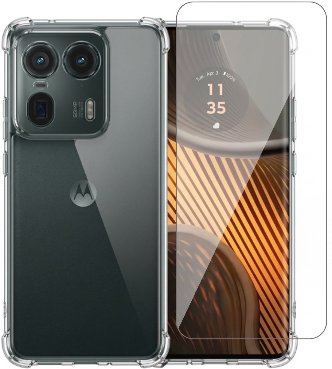Hoesje geschikt voor Motorola Moto Edge 50 Ultra – CrystalClear Back Cover – Schokbestendig – Met Screenprotector Glas