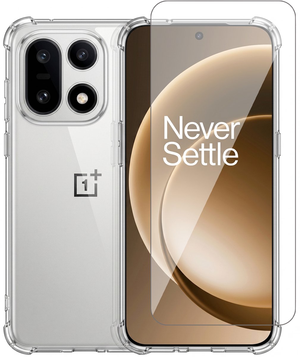 Hoesje geschikt voor OnePlus 15 5G – CrystalClear Back Cover – Schokbestendig – Met Screenprotector Glas