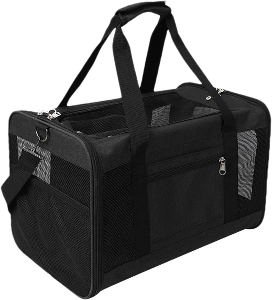 Huisdier Draagtas - Katten Rugzak - Reizen met Huisdier - Ademend Mesh Raam - 47x29x30cm - Zwart