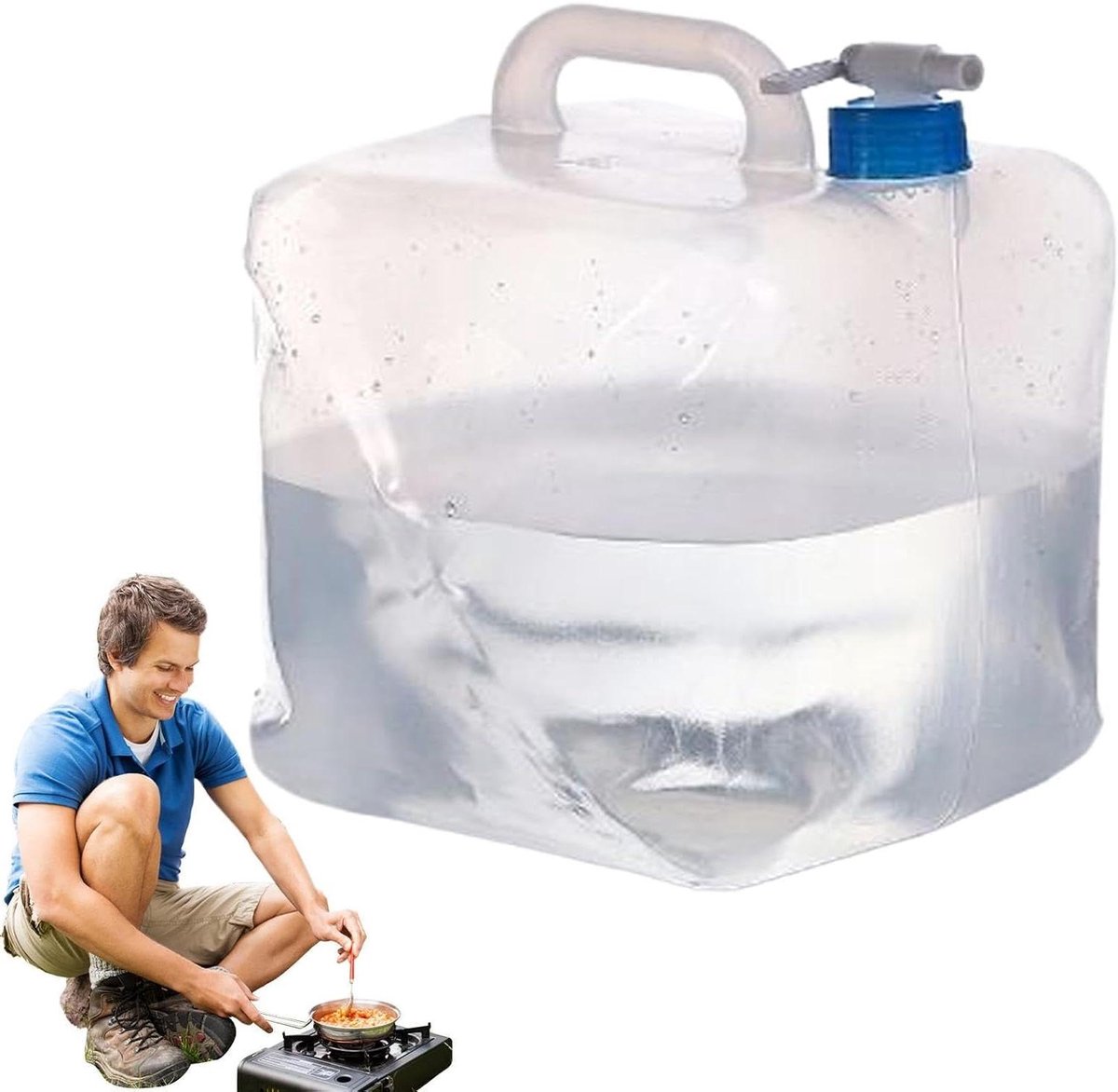 Opvouwbare Waterzak - Jerrycan Watertank - Kamperen en Reizen - Met Handige Kraan - 10 Liter - Transparant