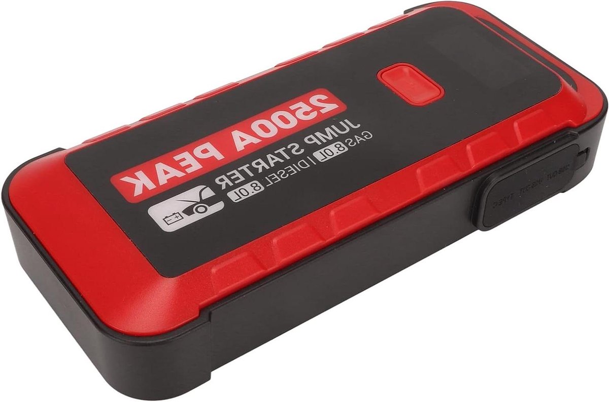 Auto Jump Starter - Startkabels Noodstroom - Auto Starten - 2500A Piekstroom - 25800mAh - Zwart