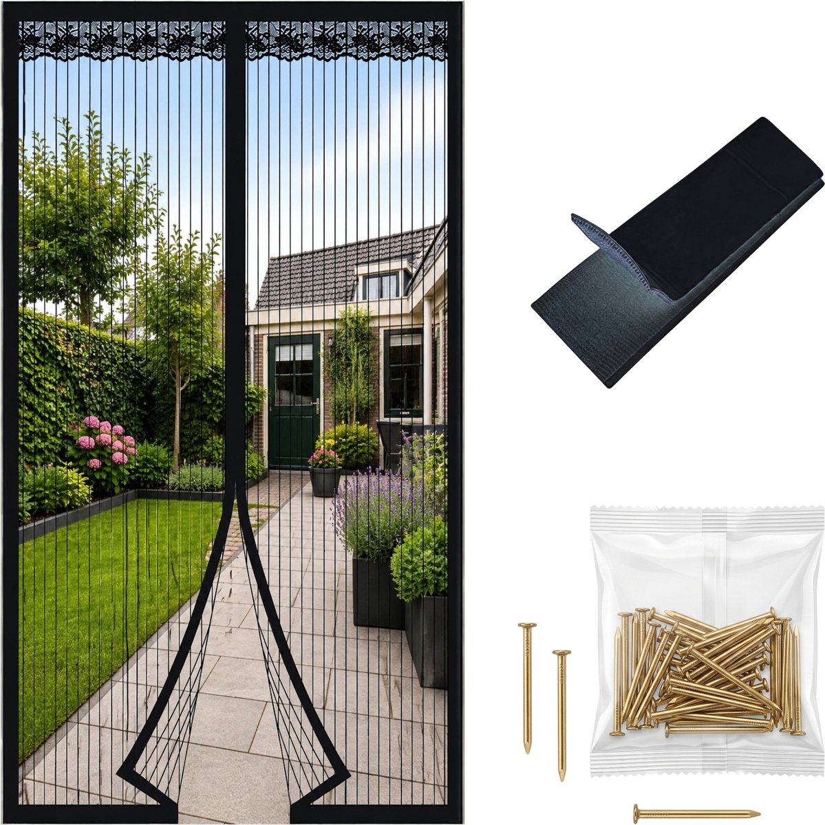 Purepeak Vliegengordijn Magnetisch - Hordeur - 210 x 90 cm - Zwart - Deurgordijn - Vlieggordijn - Deurhor