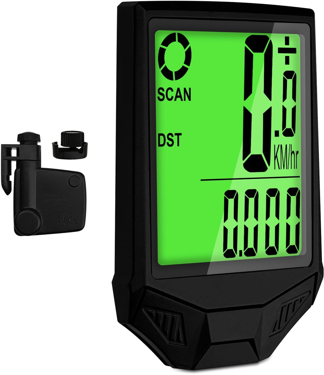 longziming -Draadloze Fietscomputer – Waterdichte Fiets Snelheidsmeter met LCD Achtergrondverlichting – Kilometerteller, Temperatuur, Calorieën, Automatische Wekfunctie – 1 Stuk