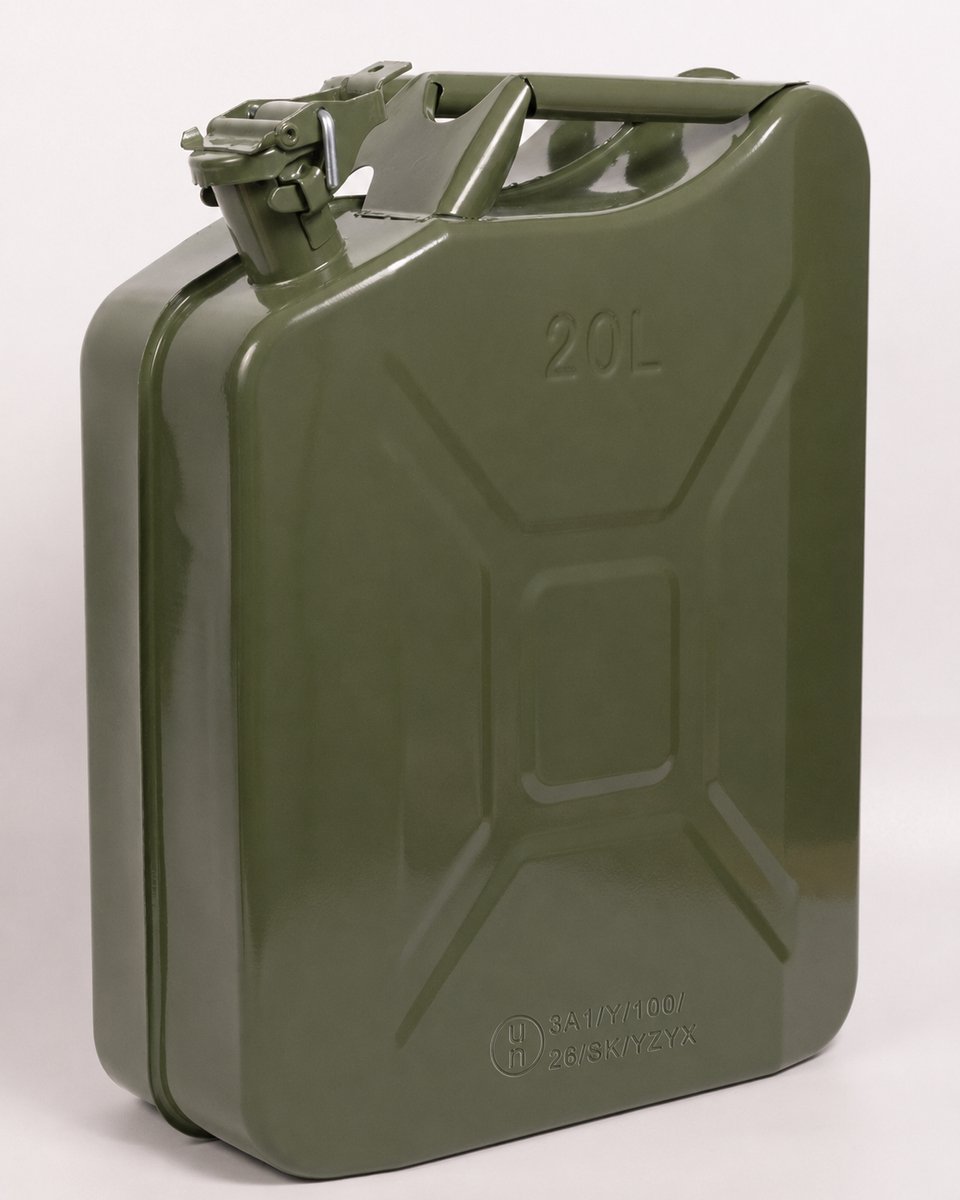 YYchan Jerrycan 20 L - Lekvrij - Roestbestendig - Stevig Metalen - Brandstoftank - Voor Auto - Outdoor - Noodvoorraad - Opslag