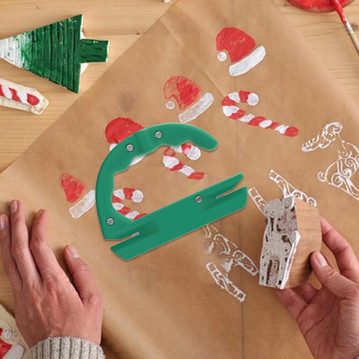 Papiersnijder - Inpakpapier snijder - Papier snijden - Lichtgewicht ontwerp - 11x8x1.5 cm - Groen