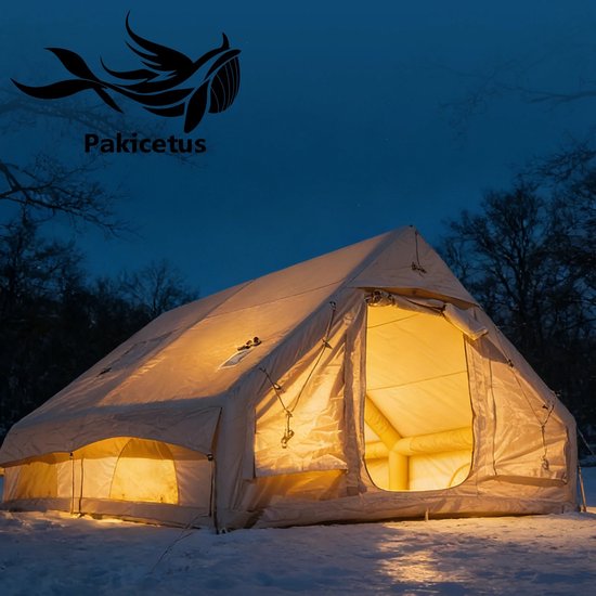 Lamor Opblaasbare Tent - Tenten - Air Tent - 4 tot 6 personen - Waterdichte bodem - 430×305×210cm - 4 seizoenen - Met Luchtpomp — afbeelding 5