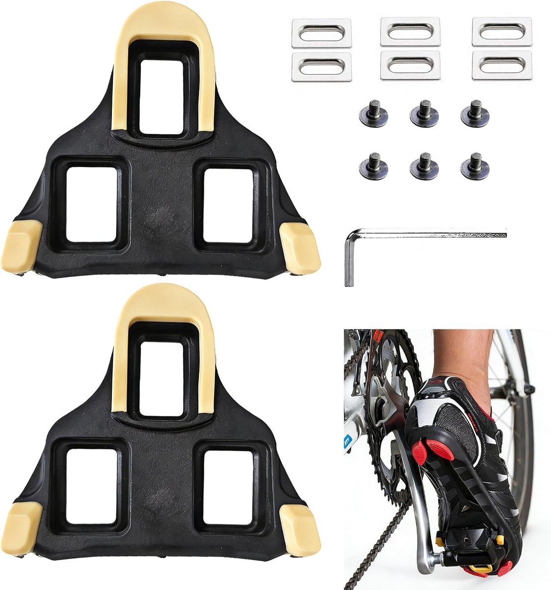 SPD-SL clamp set (yellow/black) freedom of movement, walkable design with ground contacts, compatible with 3-hole road - ShopVlot