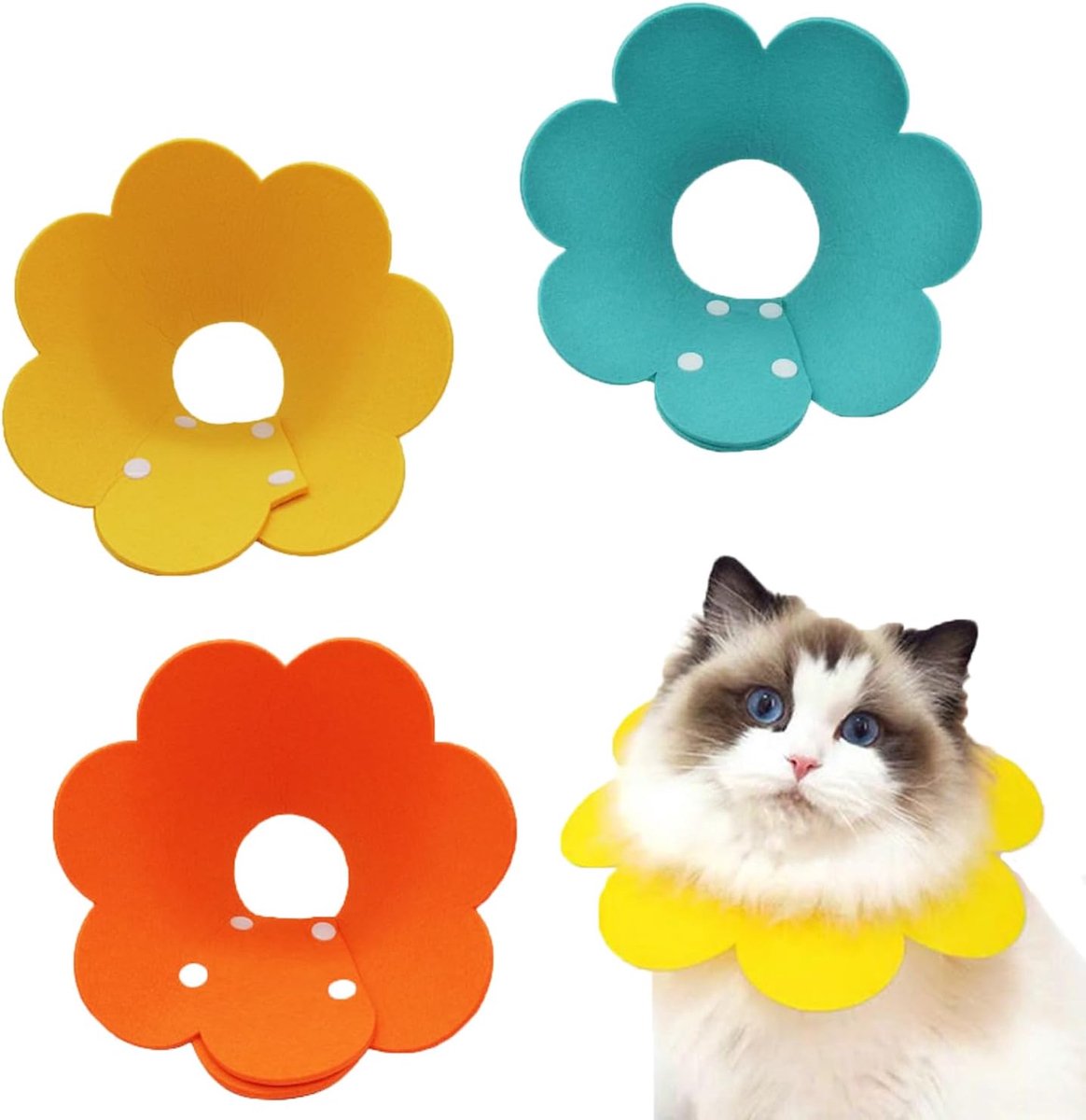 Pack of 3 Cat Protective Collar, Soft Felt, Adjustable Dog Collar, Cat Collar Protective Collar for Small, Medium - ShopVlot