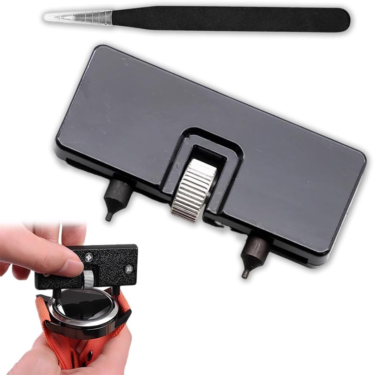 SnelShoppen - Watch case opener kit - Vervangbare batterij set met deksel opener en pincet - Compact en gebruiksvriendelijk voor horloge onderhoud