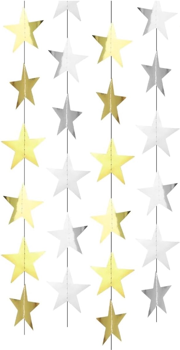 Sterretjesslinger 4 m - Zilver & Goud - Reflecterend - Perfect voor feestdecoratie - ShopVlot