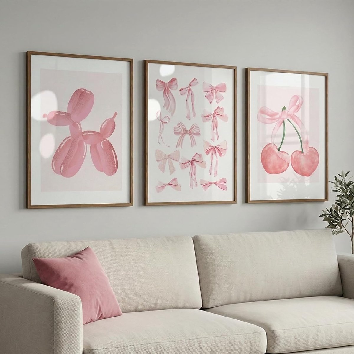 SnelShoppen - 3 Roze Posters voor Interieurdecoratie, Wanddecoratie, Moderne Kunst, Muurdecoratie, Scandinavisch Design, Perfect voor Woonkamer, Slaap