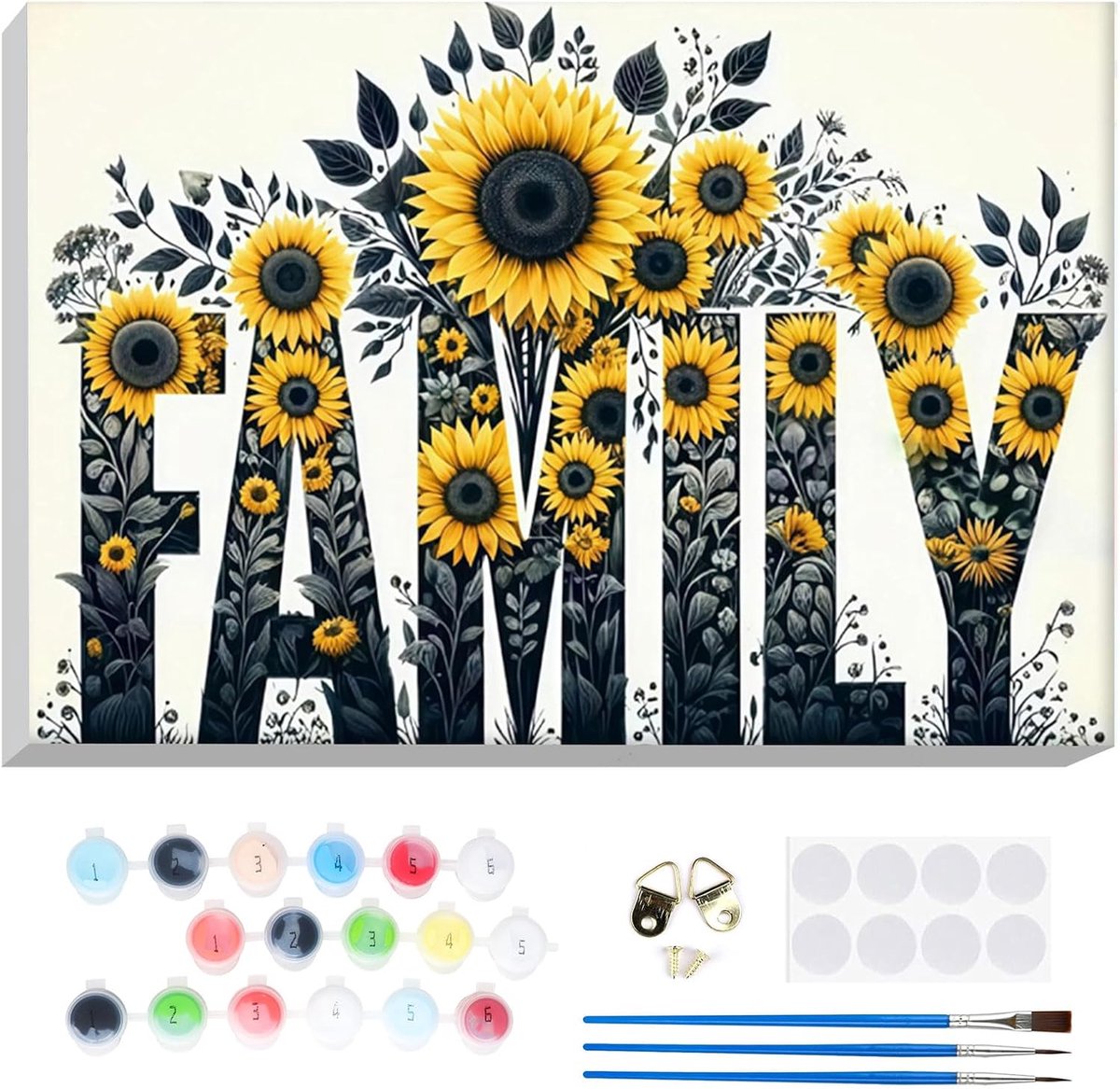 SnelShoppen - Schilderen op Nummer Set voor Volwassenen - Doe-het-zelf Acryl Olieverfschilderij Kit met Houten Frame en 3 Penselen - Bloemen op Canvas