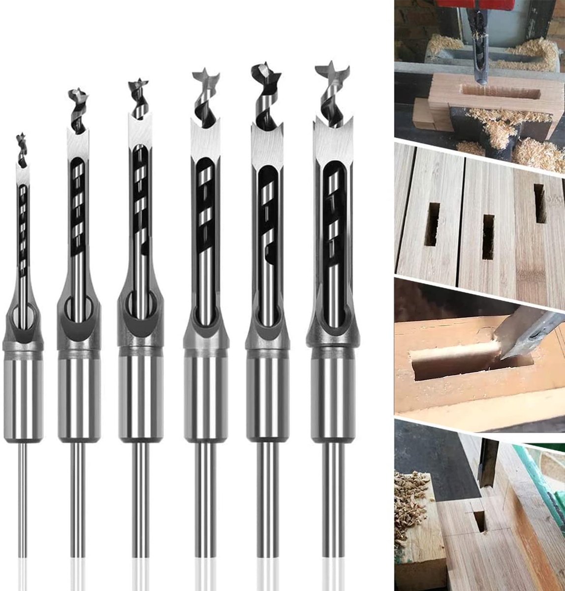 Omgoods - 6-delige Set Vierkante Houtboor Voor Houtbewerking
