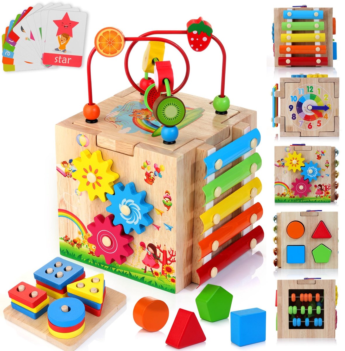 Omgoods - 8-in-1 Motor Cube - Activiteiten Cube voor Baby's vanaf 18 Maanden