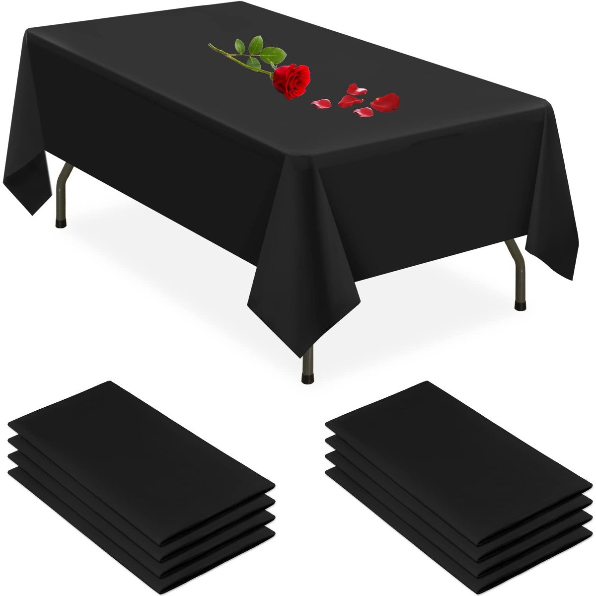 Omgoods - Set van 8 Verjaardagstafelkleden Zwart 54 x 108 Inch