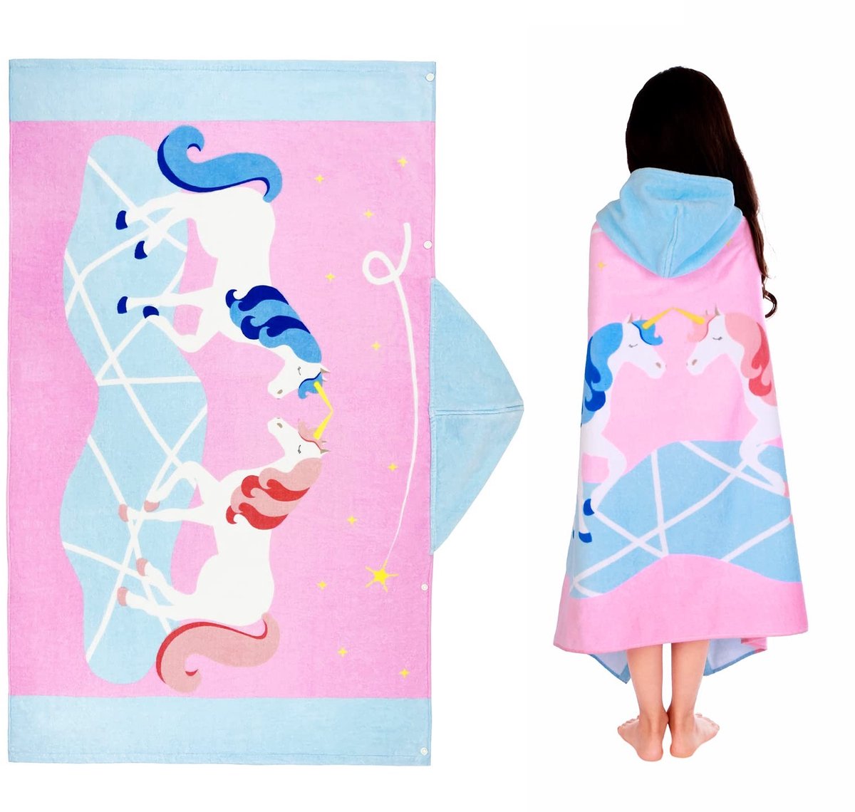 Omgoods - Bad Poncho voor Kinderen van 100% Katoen - Met Kap en Comfortabel