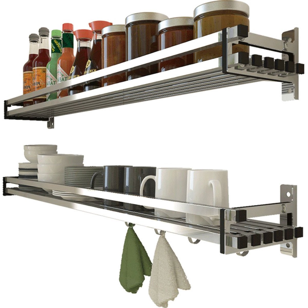 Omgoods - Wand Kruideniersrek van 304 Roestvrij Staal - 100 cm