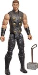 Thor actiefiguur in grijs pantser en broek, met Mjolnir