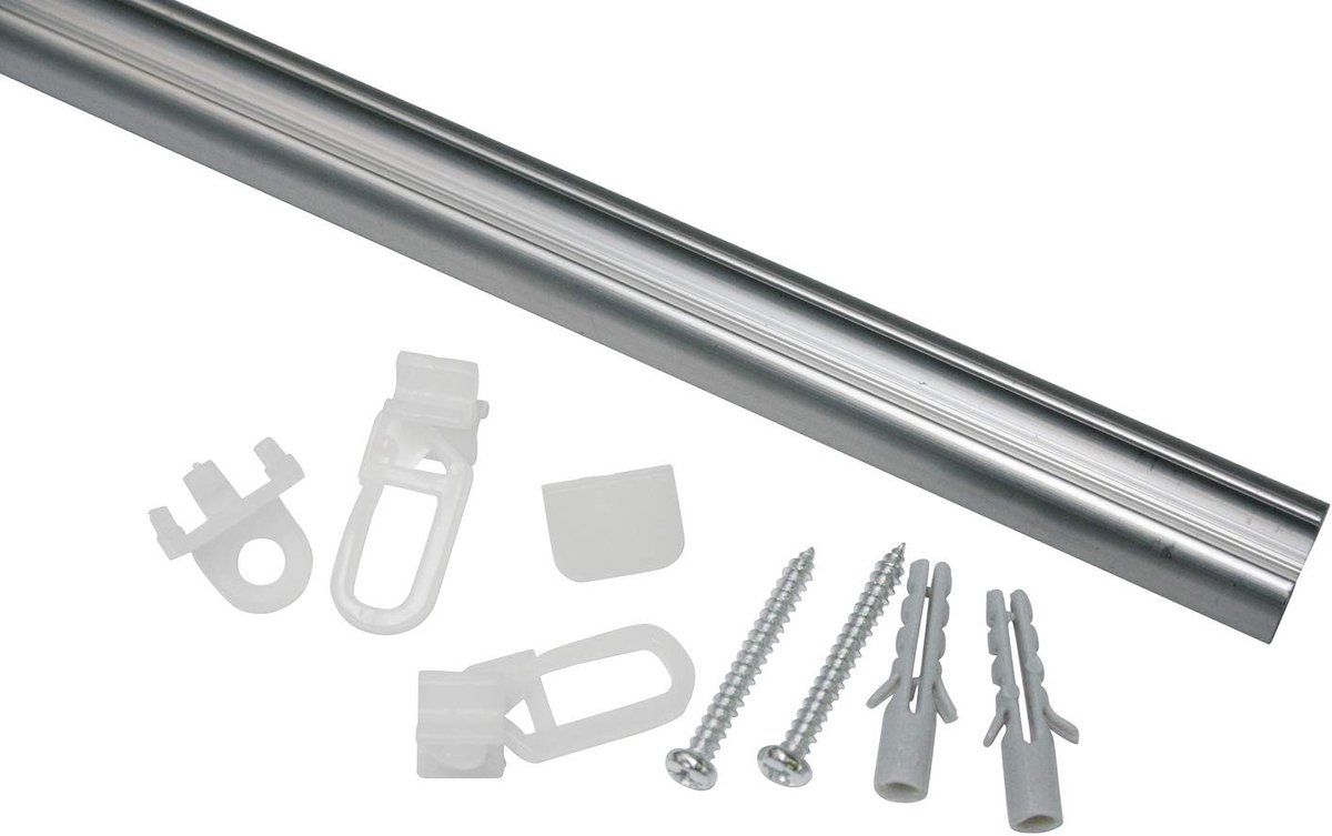 Omgoods - Aluminium Gordijnrail van 13 mm, 150 cm Lengte, Inclusief Accessoires