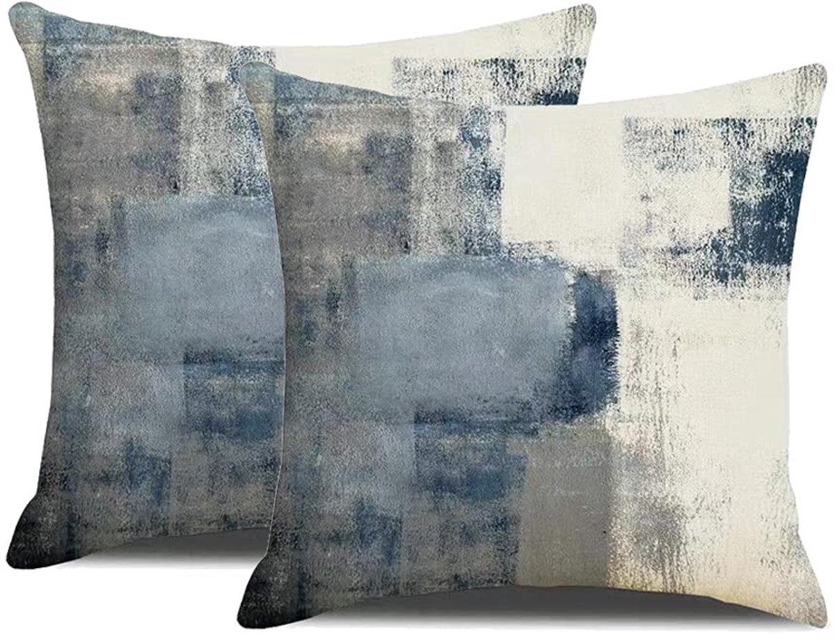 Omgoods - Set van 2 Kussenhoezen 50x50cm Abstracte Kunst voor Woonkamer en Slaapkamer