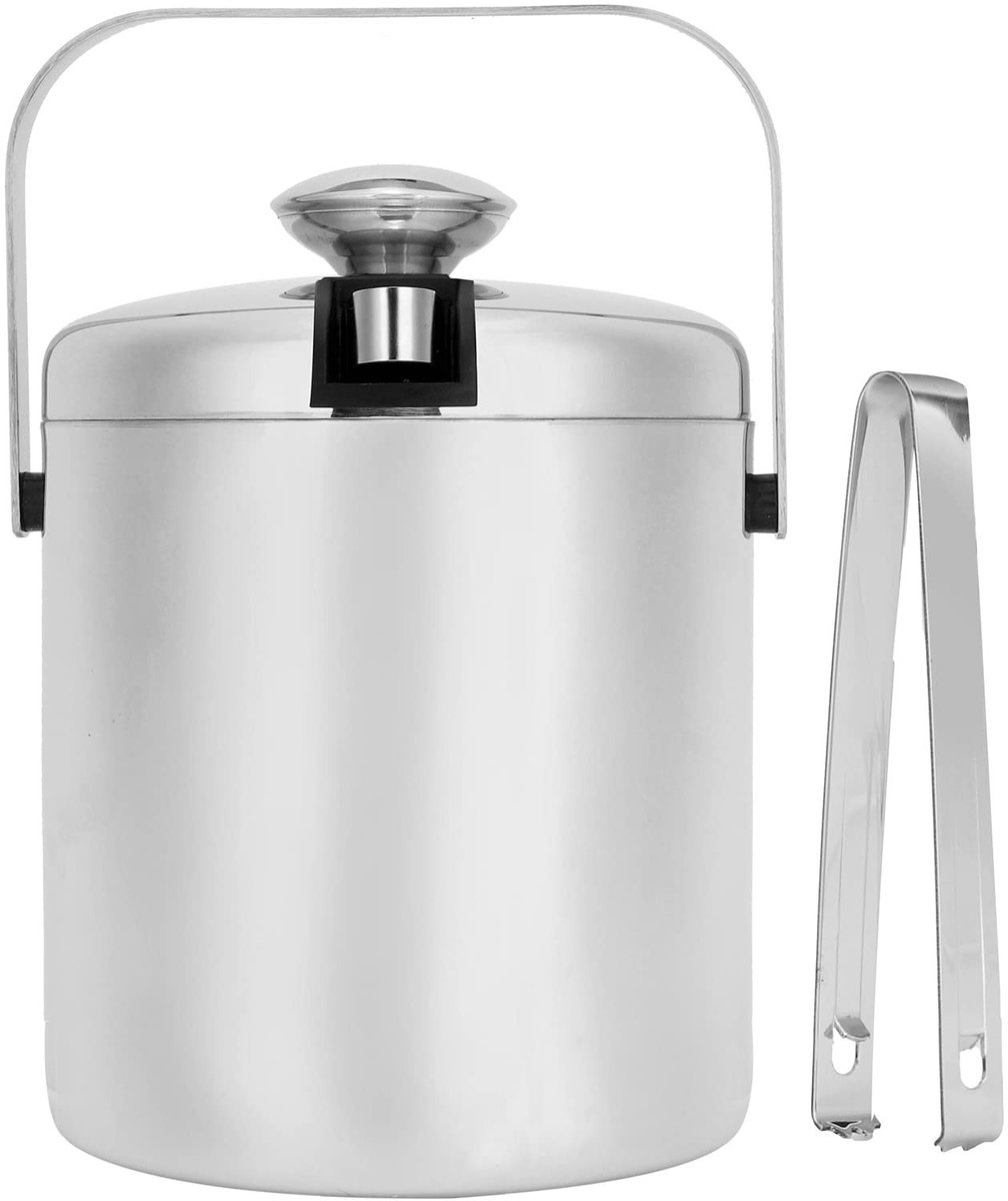 Omgoods - Dubbelwandige RVS IJsmand met Deksel en Strainer