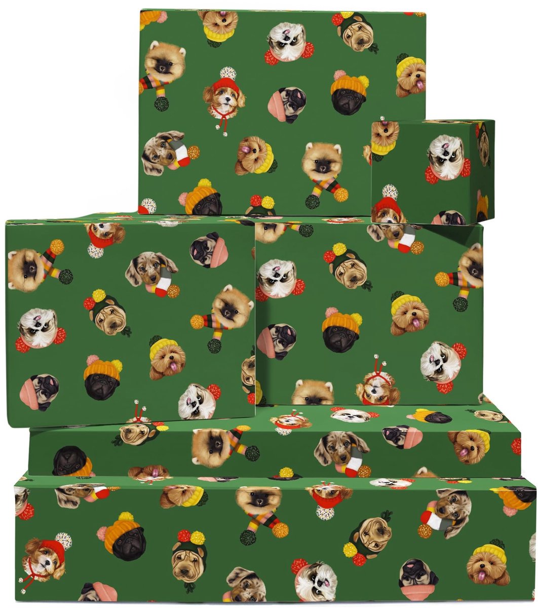 Omgoods - Kerstcadeau Inpakpapier met Labels, Set van 6 Vellen