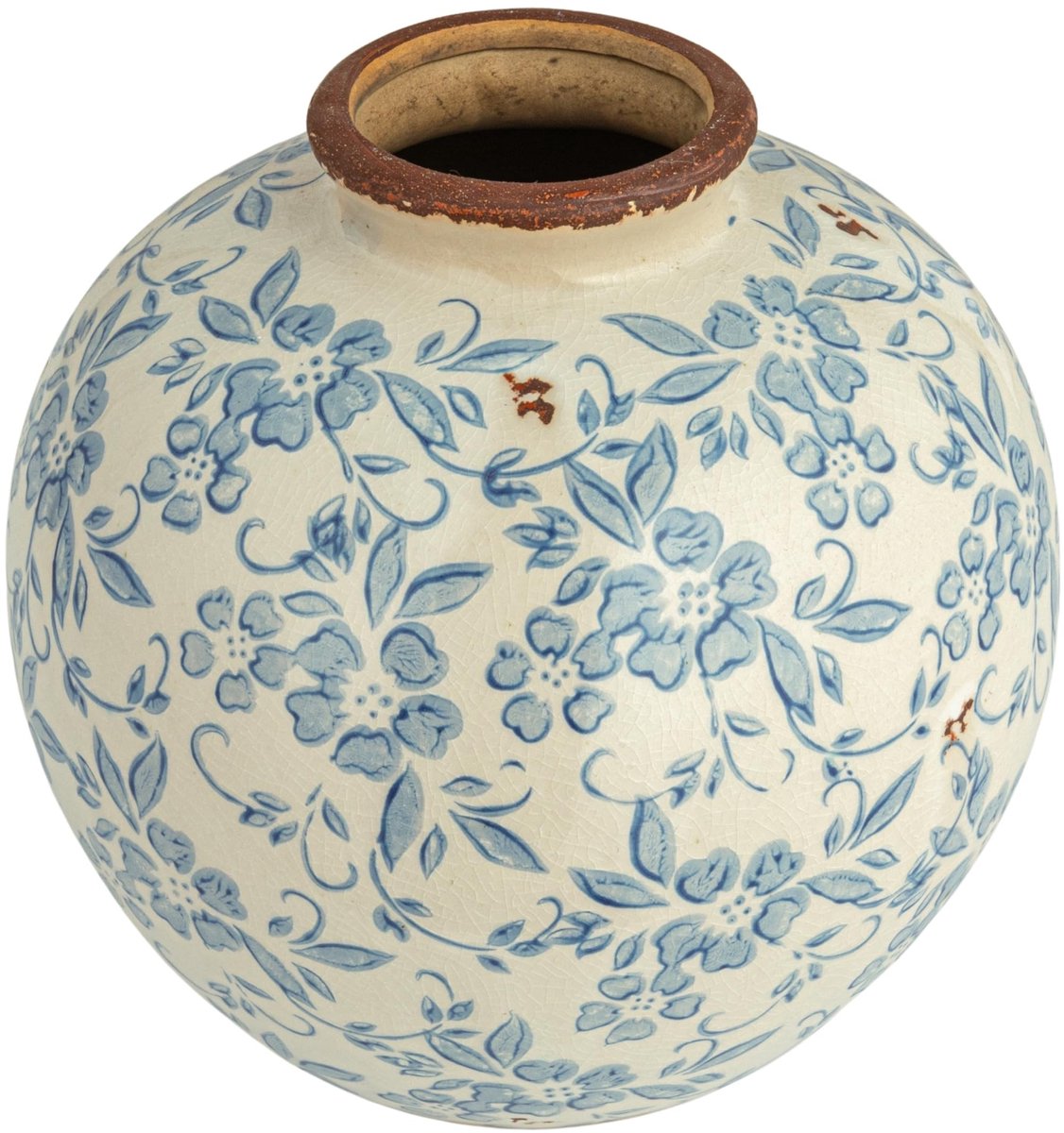 Omgoods - Terracotta Vaasje met Bloemendessin en Crackle Afwerking