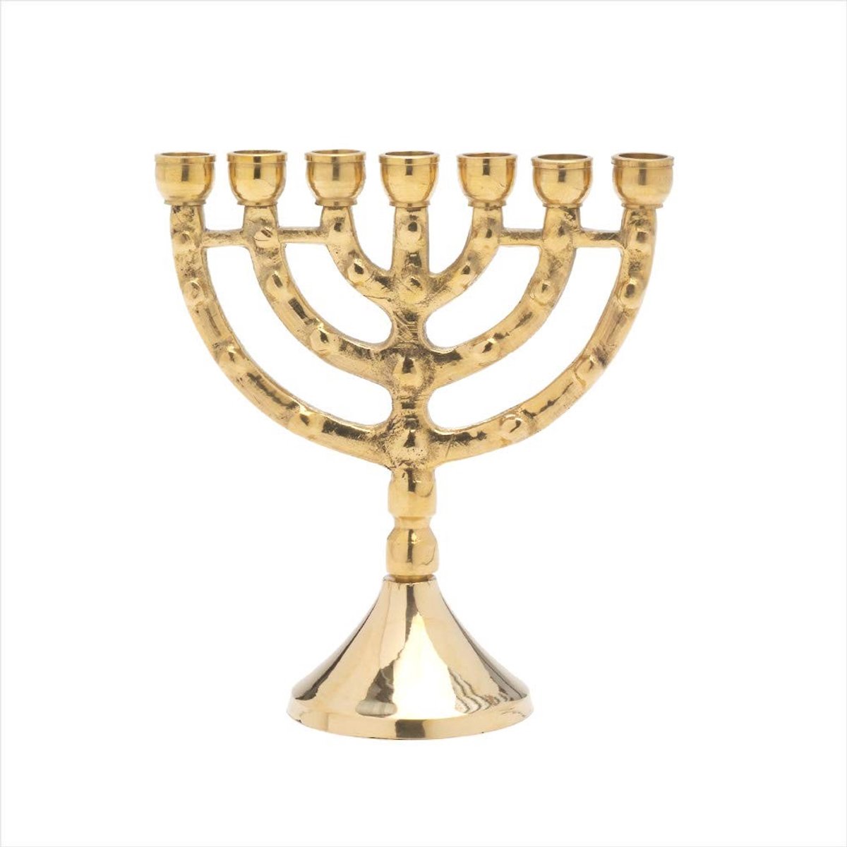 Omgoods - Handgemaakte Menorah Kaarsenhouder van Messing voor 7 Kaarsen