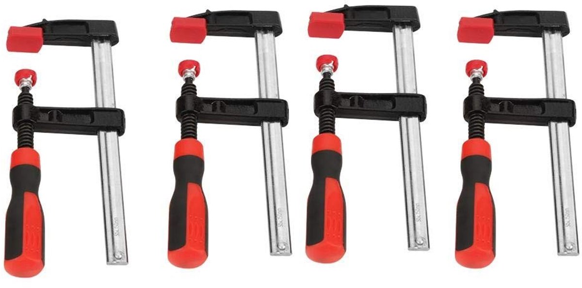 Omgoods- Schroefklem Set van 4 - Hoogwaardige Gereedschapsstaal - Ergonomische Handgreep - Antislip - Duurzaam - Trapeziumdraad Ontwerp - Klem