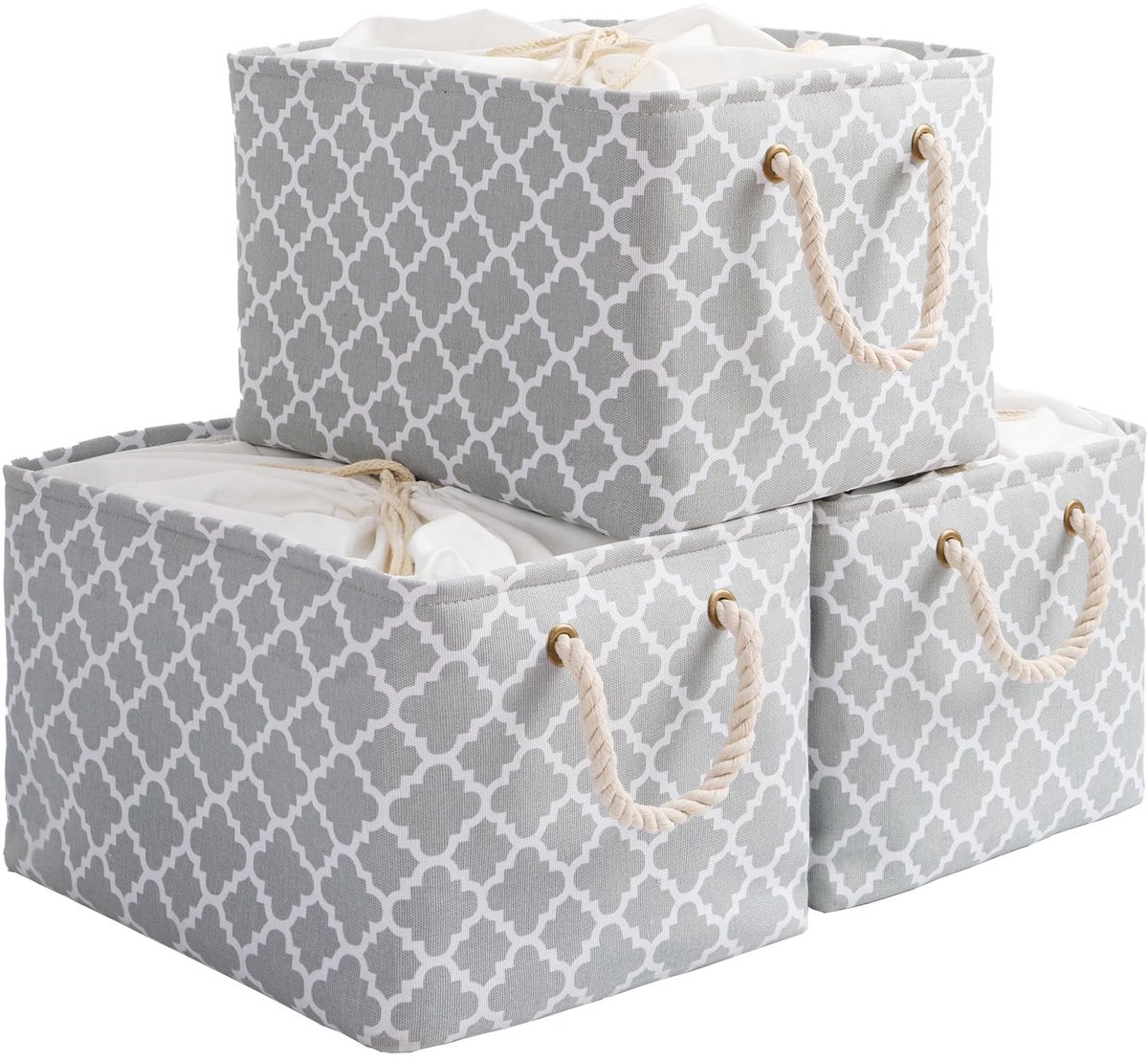 Omgoods - Grote Vouwbare Opbergmand met Handvatten en Koord, Set van 3