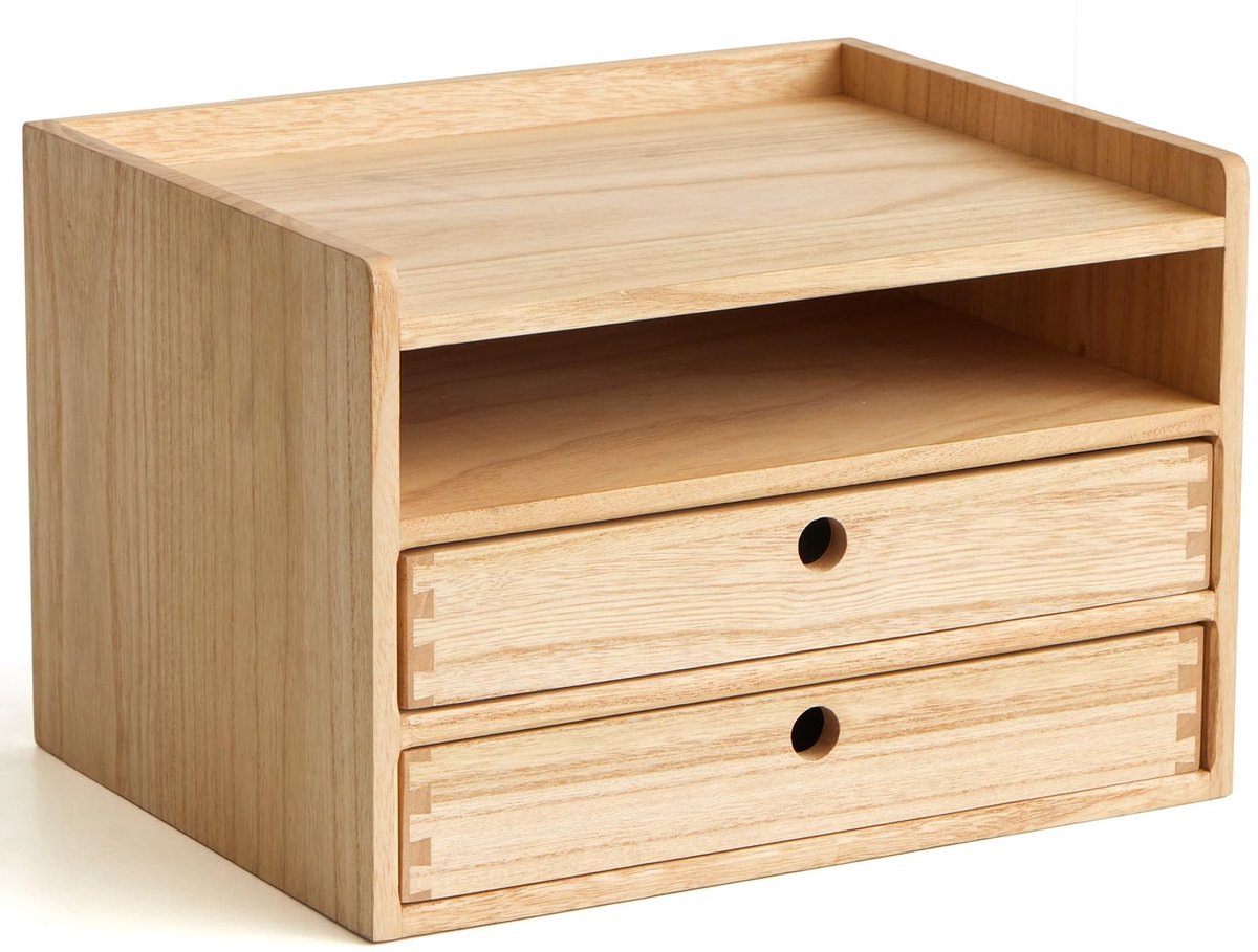Omgoods - Houten Bureaublad-Organizer met Lades - Thuiswerkplek Oplossing