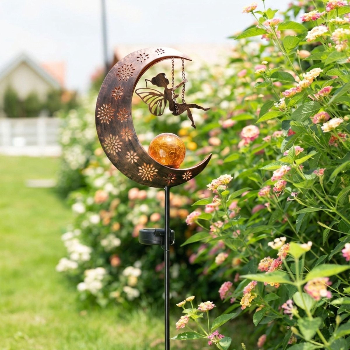 Omgoods - Tuin Ornament met Feestelijke Fairy en Maan