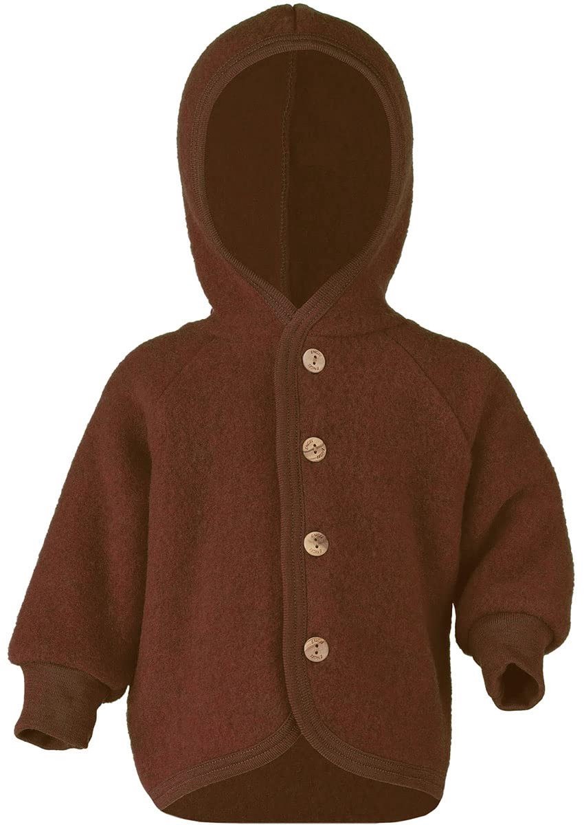 Omgoods - Babyjack met Kap van Wol Fleece Cinnamon Melange