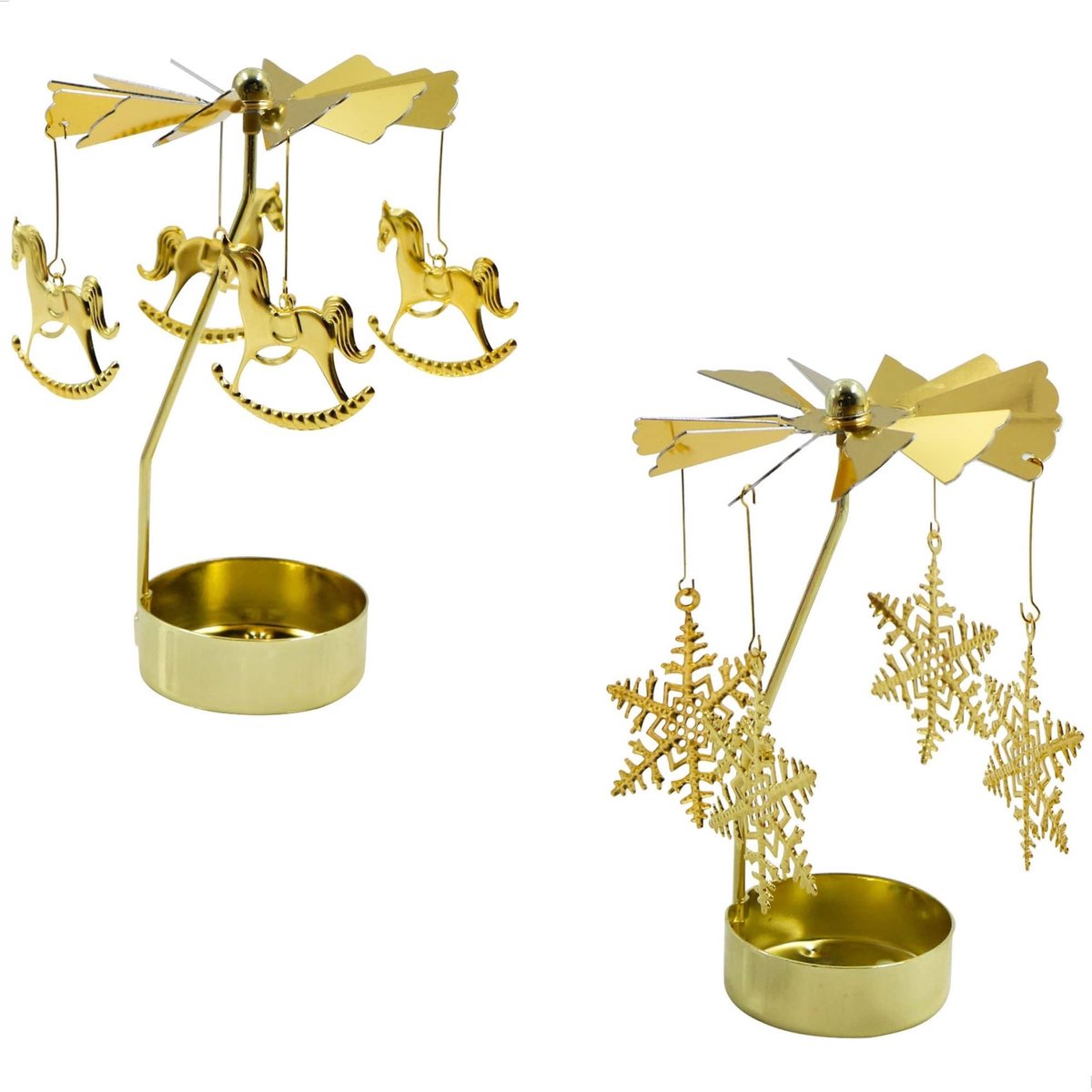 Omgoods- Kaarsenhouder Gouden Metalen Kandelaars - Draaibare Theelichthouder - 2 Stuks - Decoratie voor Halloween/Kerst - Diameter 4,6 cm - Kandelaar