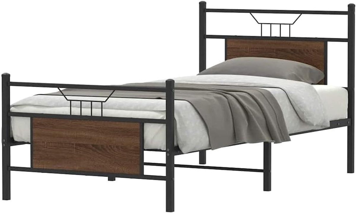 Bedframe met opbergruimte - Houten bedframe Metalen bedframe - Goede nachtrust - Stabiel stalen frame - 190 cm lengte