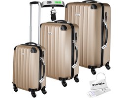tectake® 3-Delige Kofferset – Koffers van ABS met Harde Schaal – Inclusief Weegschaal en Bagagelabels