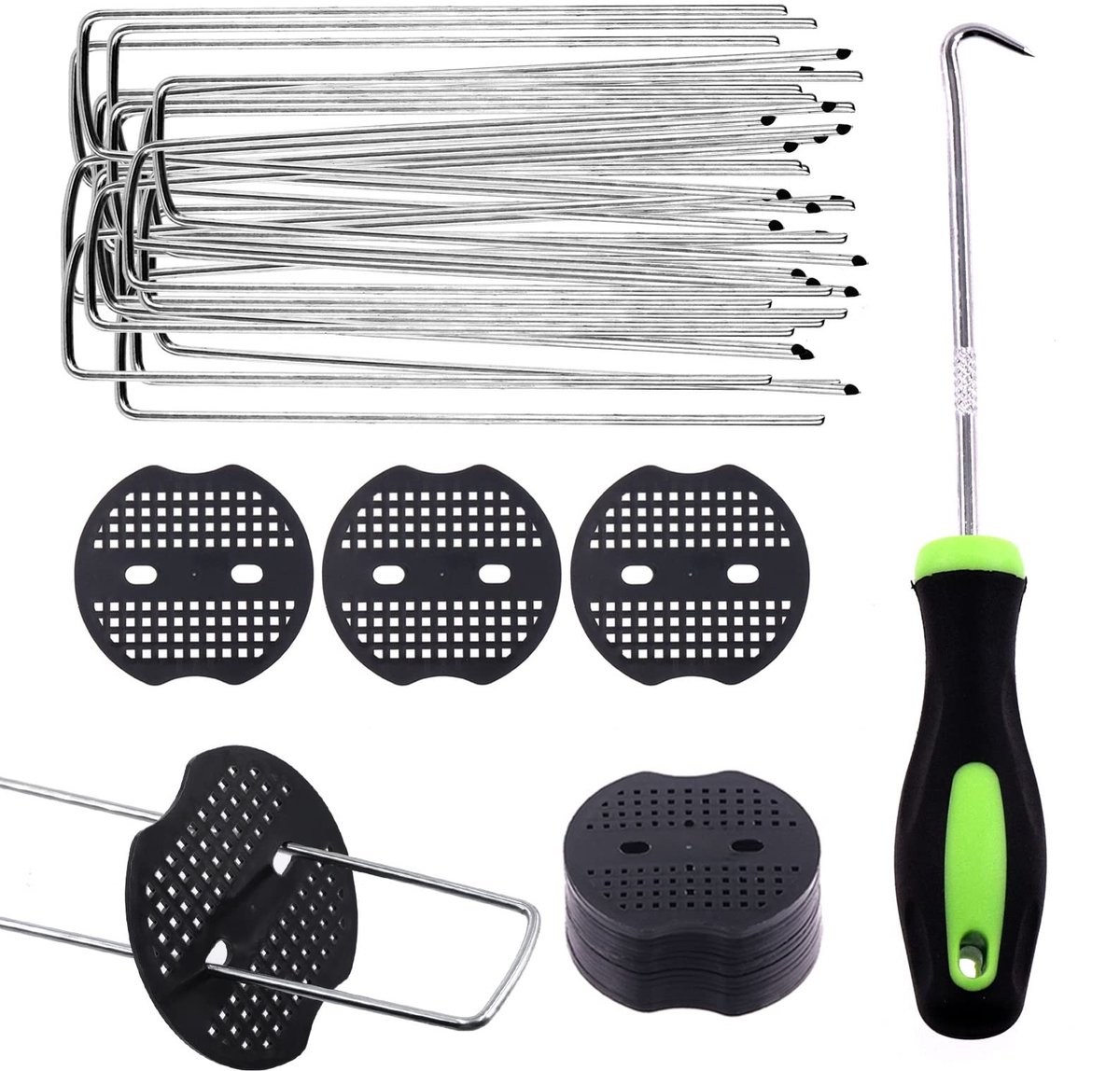 Omgoods - 201 Stuks U-vormige Tuin Stakes en Bevestigingskit