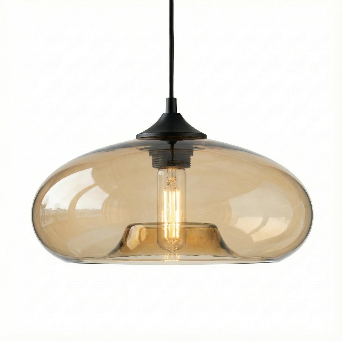 Omgoods - Hanglamp met Glazen Lampenkap voor Industrieel Design