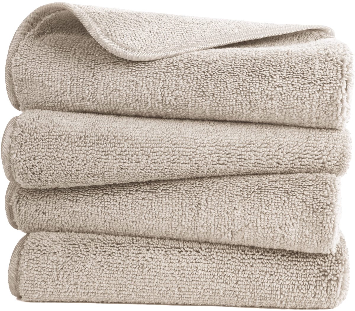 Omgoods - Microvezel Handdoek Set - Sneldrogend en Pluisvrij - 4 Stuks - Beige