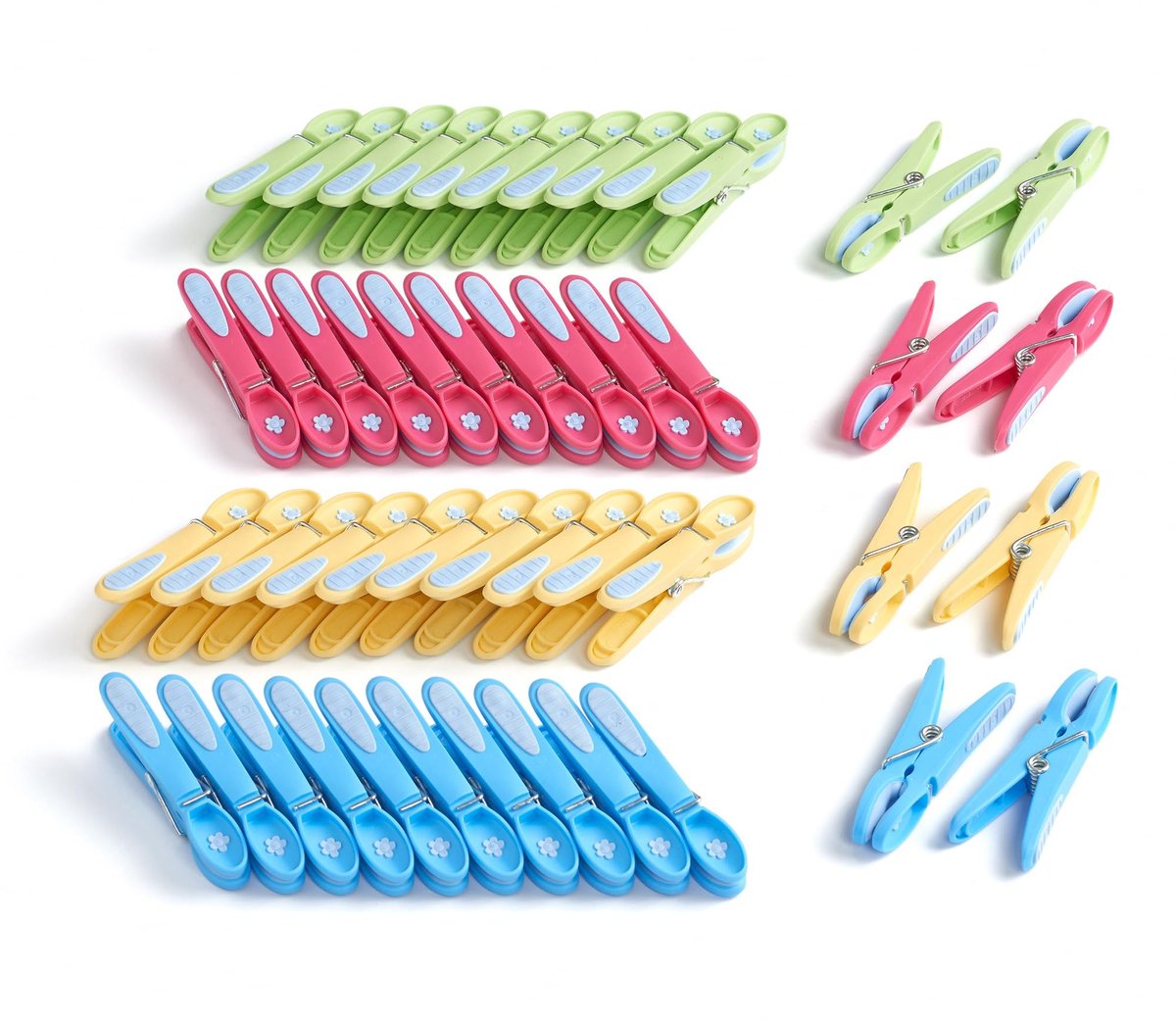 Omgoods- Wasknijpers Bloem - 48 Stuks - Duurzaam - Soft Clips - UVA/UVB-bestendig - Vorst- en Roestbestendig - Robuust Plastic - Wasknijper