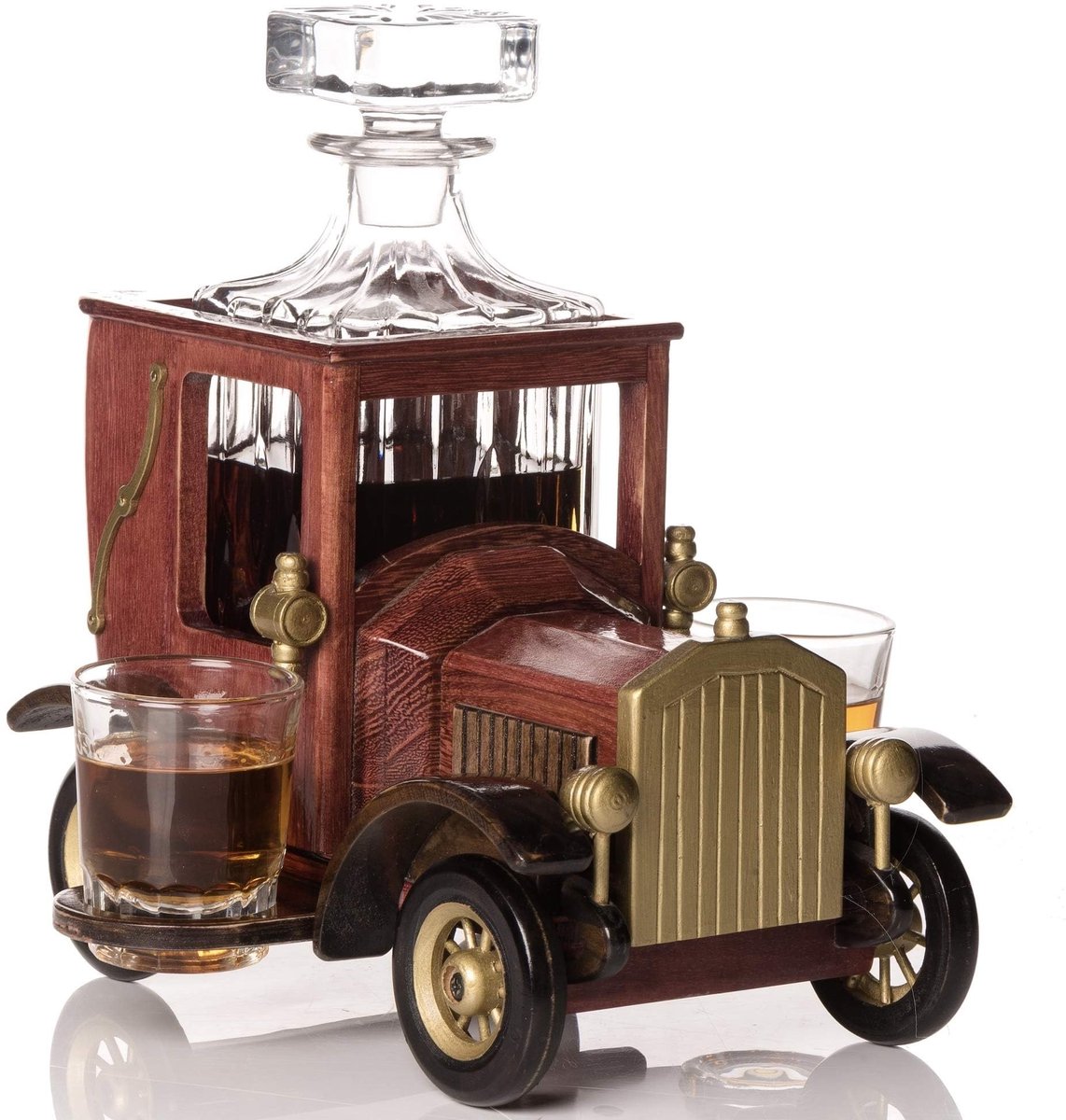 Omgoods - Whiskey Decanteerset met Glazen en Vintage Auto Stand